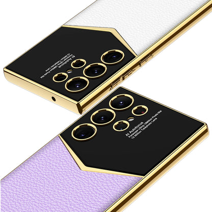Luxus Leder-Optik Hülle für Samsung S25/S24/s23 Ultra | Galvanisierter Glanz & Stoßschutz Handyhülle JLR Design