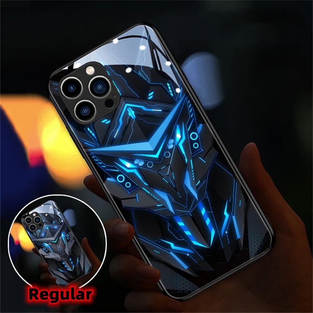 Mecha Warrior LED Iphone Hülle für Iphon 13/14/15/Plus/Pro/Max Phone Case JLR Design
