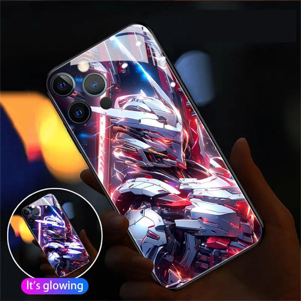 Mecha Warrior LED Iphone Hülle für Iphon 13/14/15/Plus/Pro/Max Phone Case JLR Design