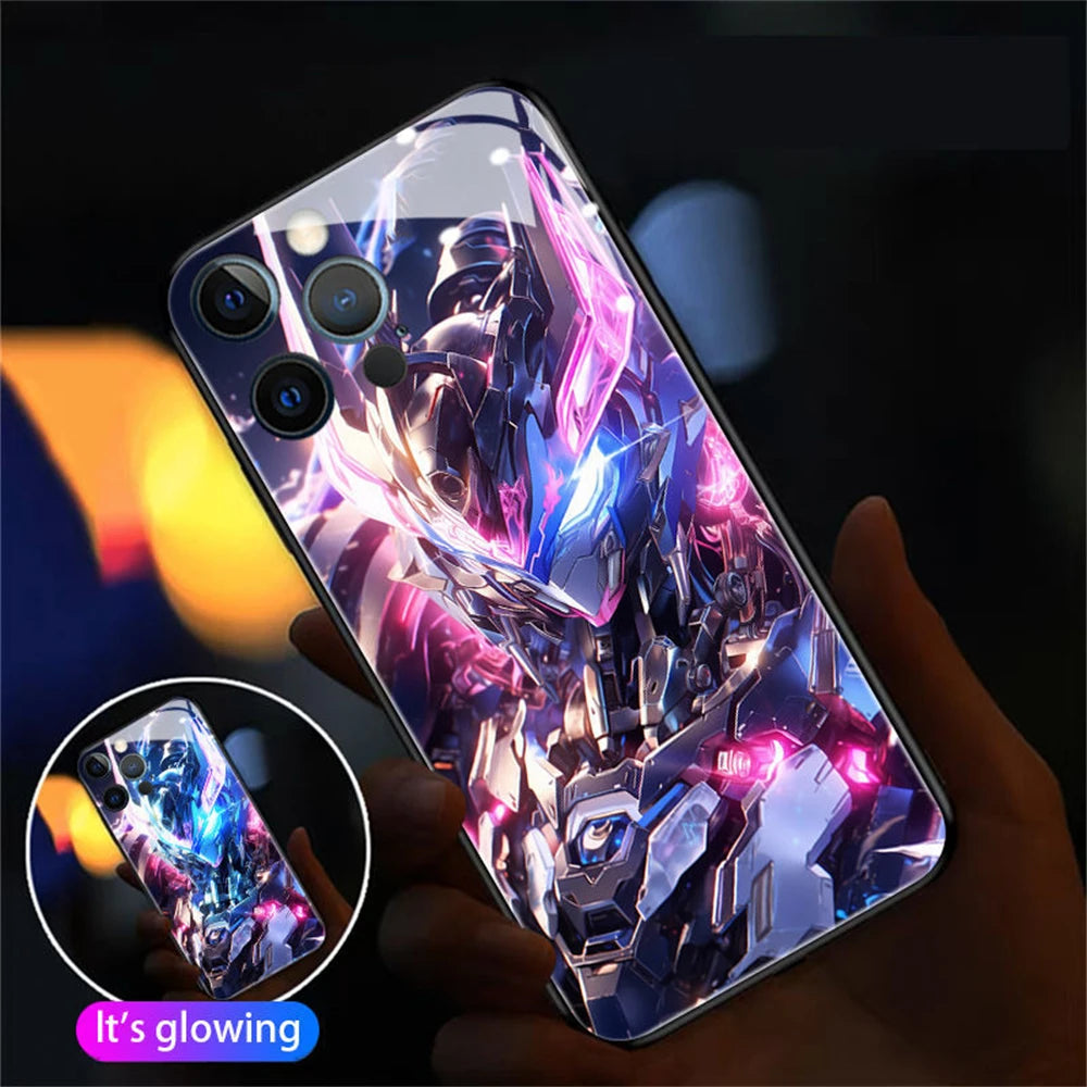 Mecha Warrior LED Iphone Hülle für Iphon 13/14/15/Plus/Pro/Max Phone Case JLR Design