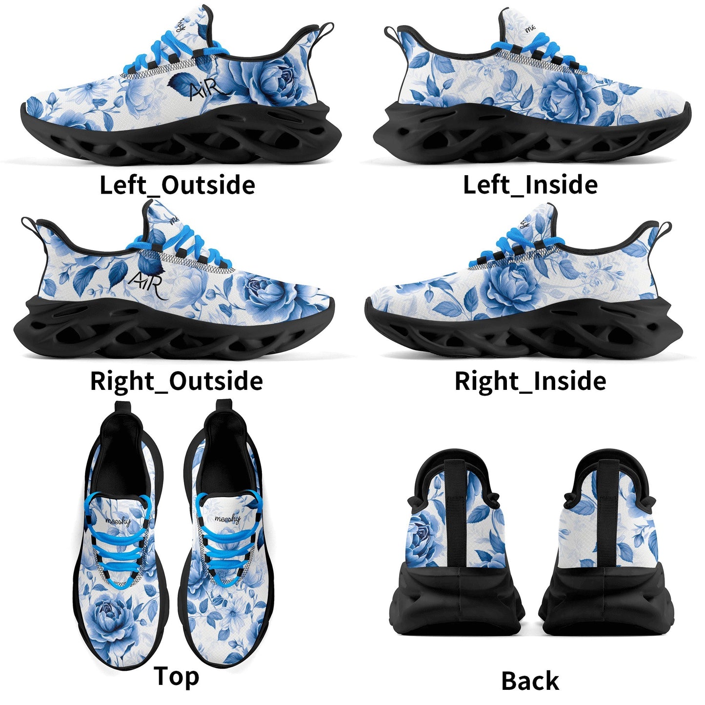 meeshy AIR Athletic Sneaker - Blue Flowers - Herren Sneaker JLR Design