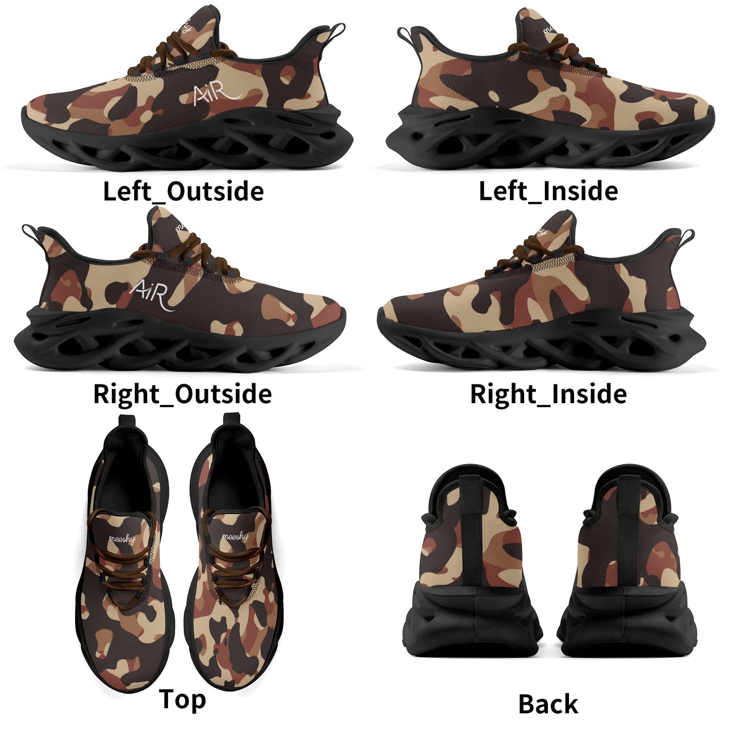 meeshy AIR Athletic Sneaker - Brown Camouflage - Damen Sneaker JLR Design