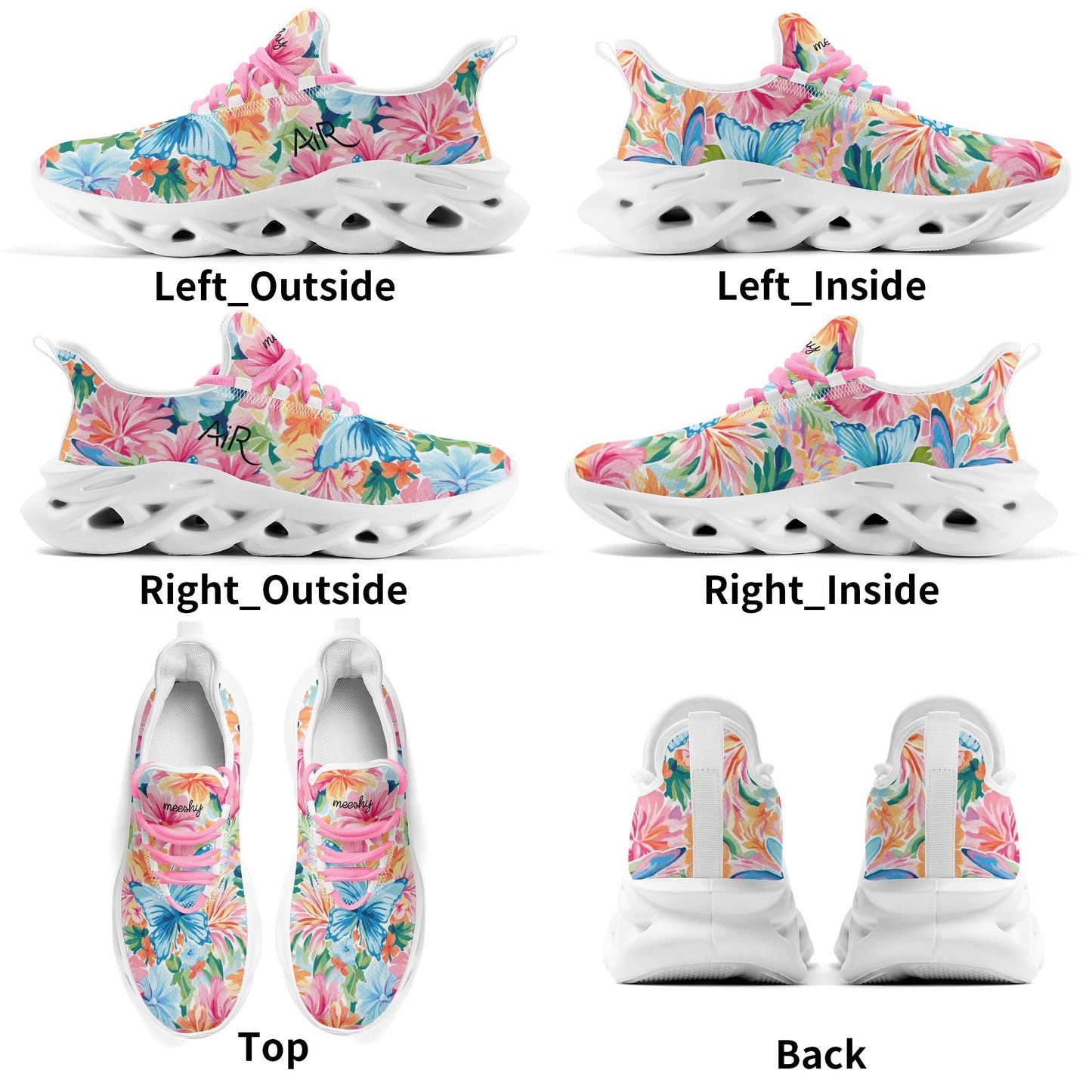 meeshy AIR Athletic Sneaker - Colorful Butterfly v1 - Damen Sneaker JLR Design