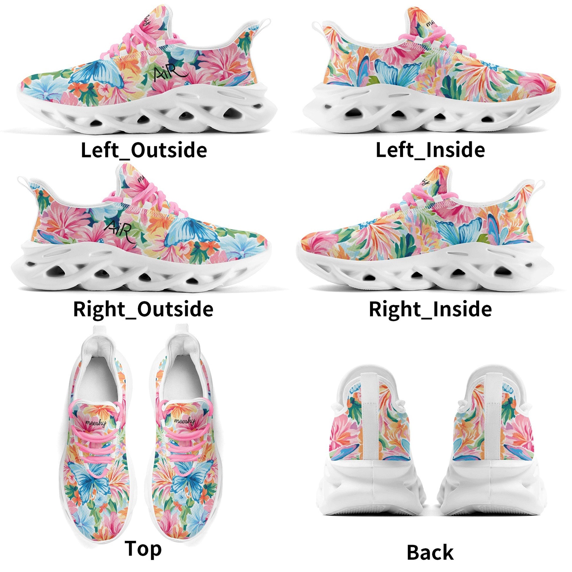 meeshy AIR Athletic Sneaker - Colorful Butterfly v1 - Damen Sneaker JLR Design