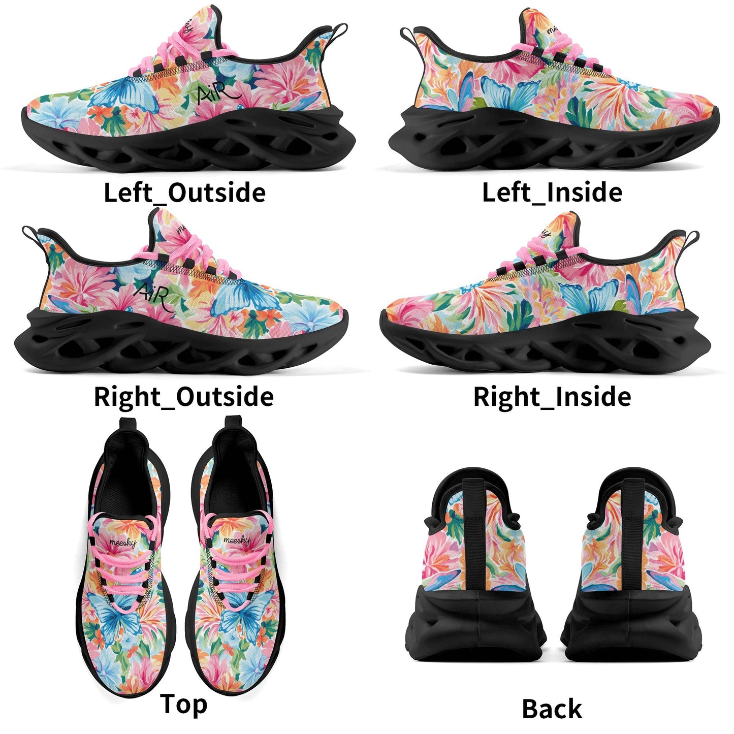 meeshy AIR Athletic Sneaker - Colorful Butterfly v1 - Damen Sneaker JLR Design