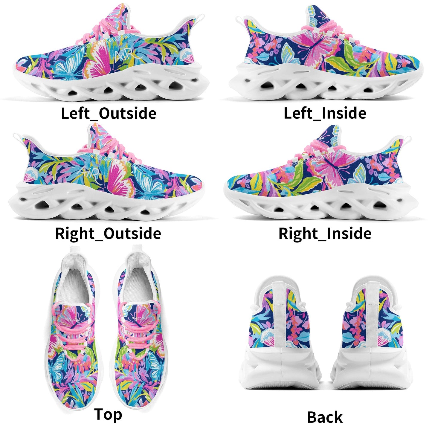 meeshy AIR Athletic Sneaker - Colorful Butterfly v2 - Damen Sneaker JLR Design