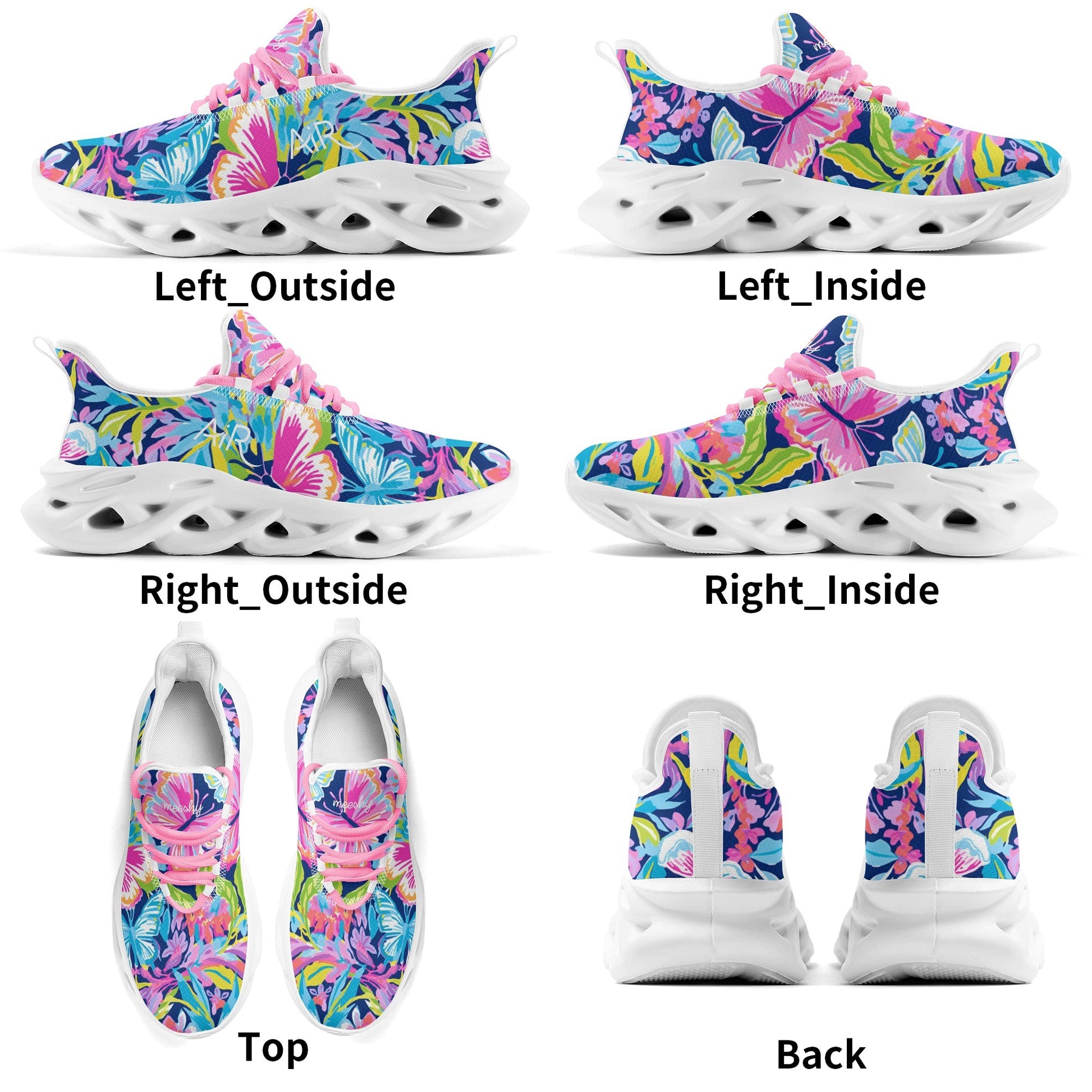 meeshy AIR Athletic Sneaker - Colorful Butterfly v2 - Damen Sneaker JLR Design