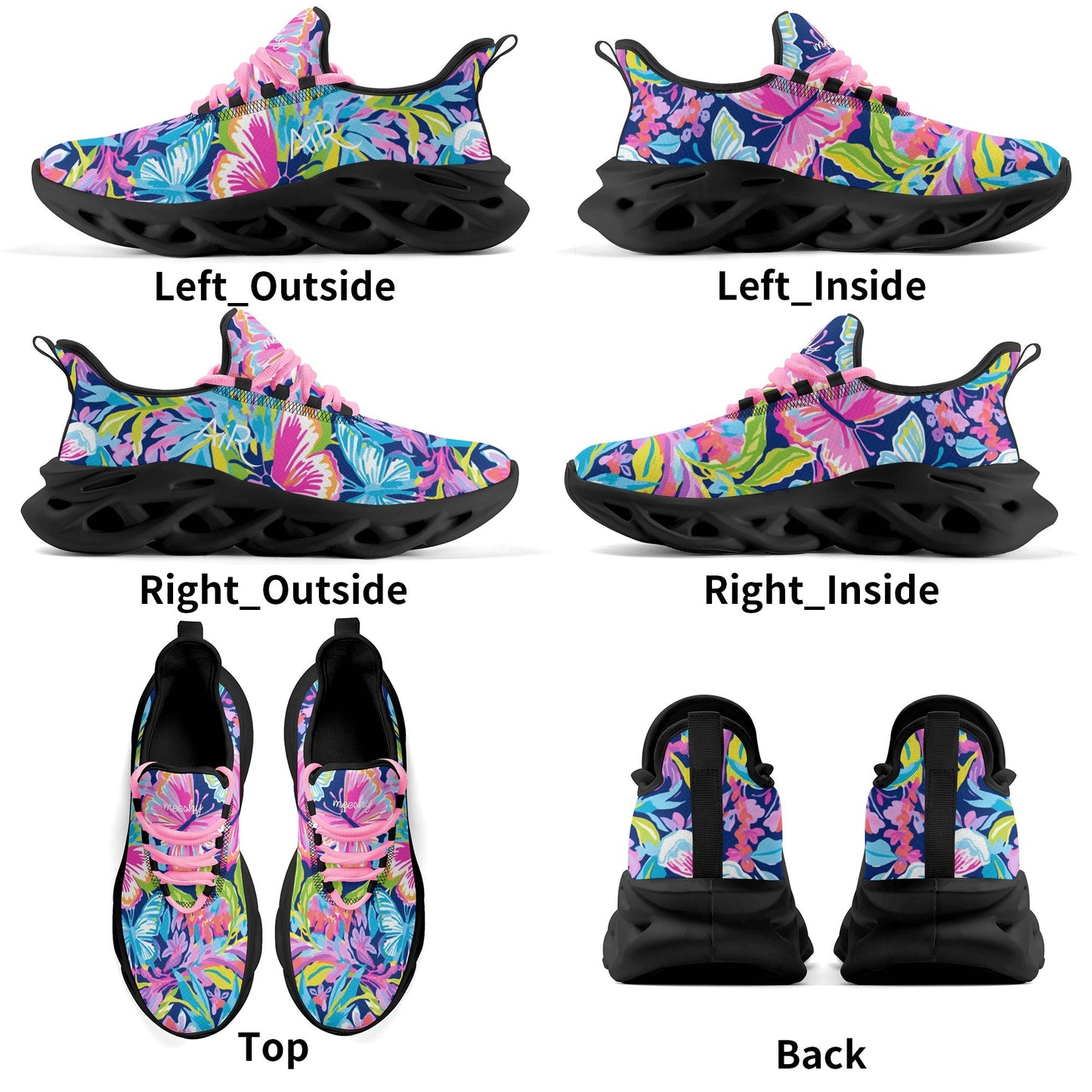meeshy AIR Athletic Sneaker - Colorful Butterfly v2 - Damen Sneaker JLR Design