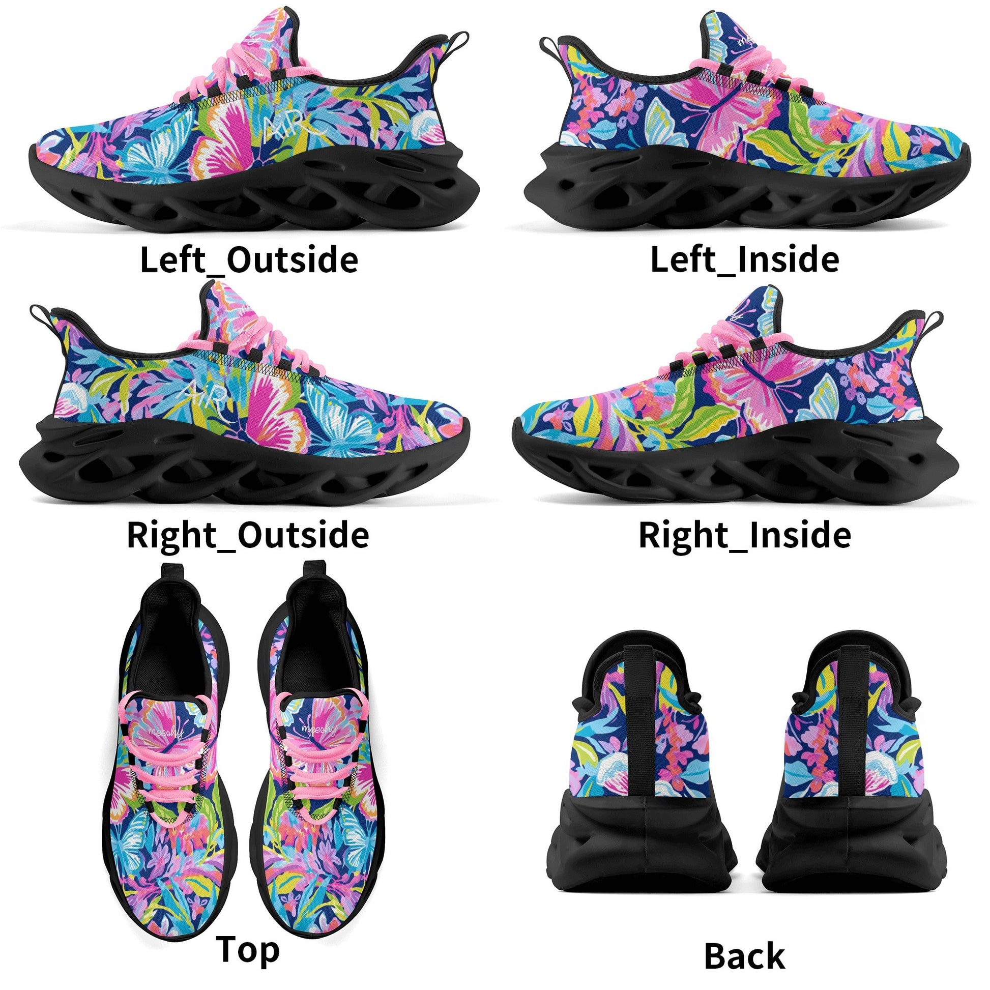 meeshy AIR Athletic Sneaker - Colorful Butterfly v2 - Damen Sneaker JLR Design