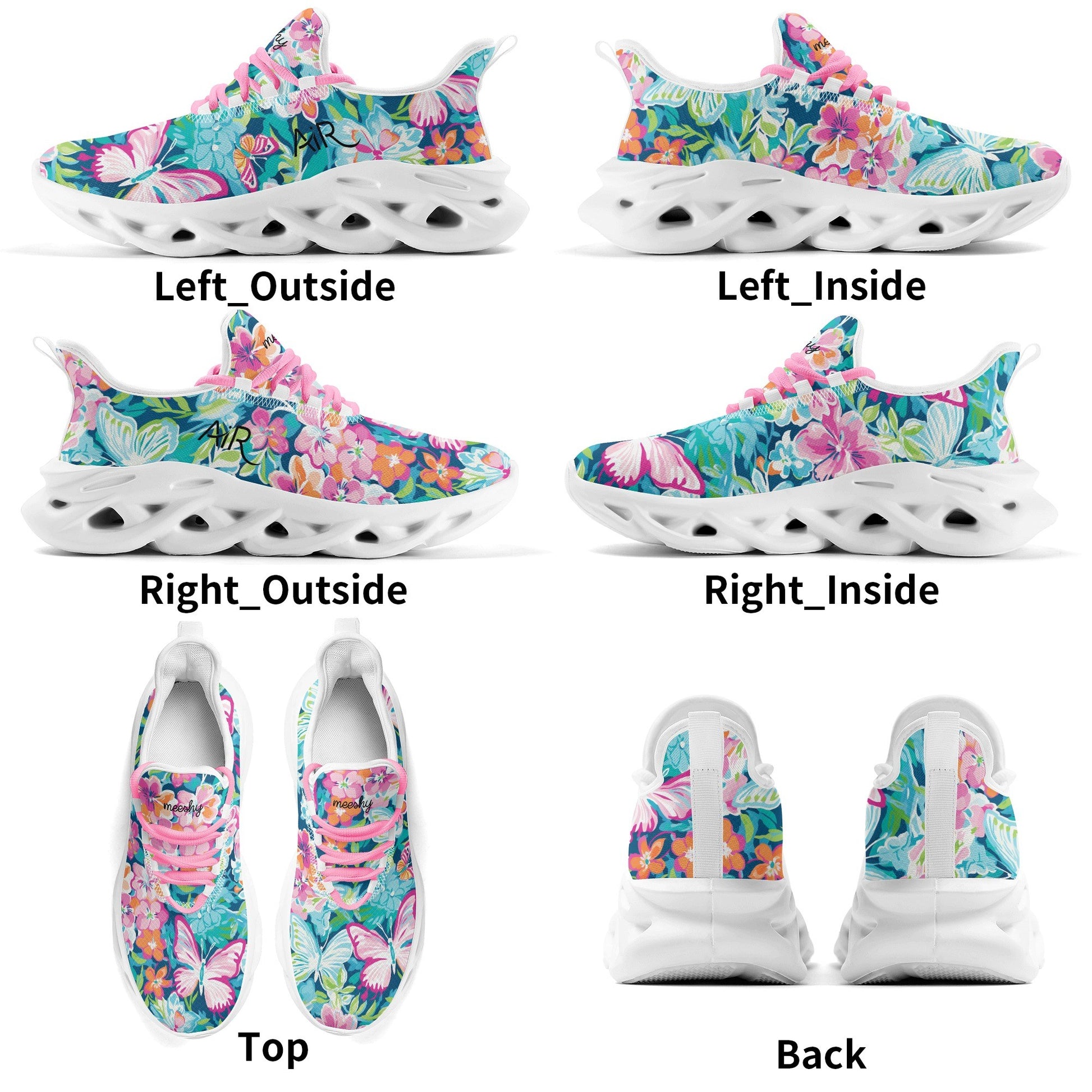 meeshy AIR Athletic Sneaker - Colorful Butterfly v3 - Damen Sneaker JLR Design