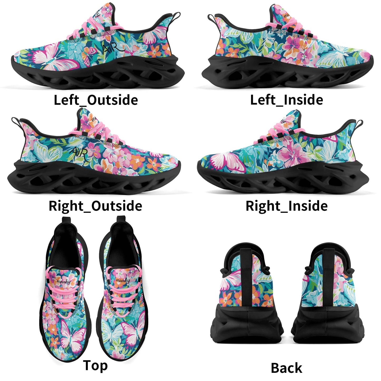 meeshy AIR Athletic Sneaker - Colorful Butterfly v3 - Damen Sneaker JLR Design