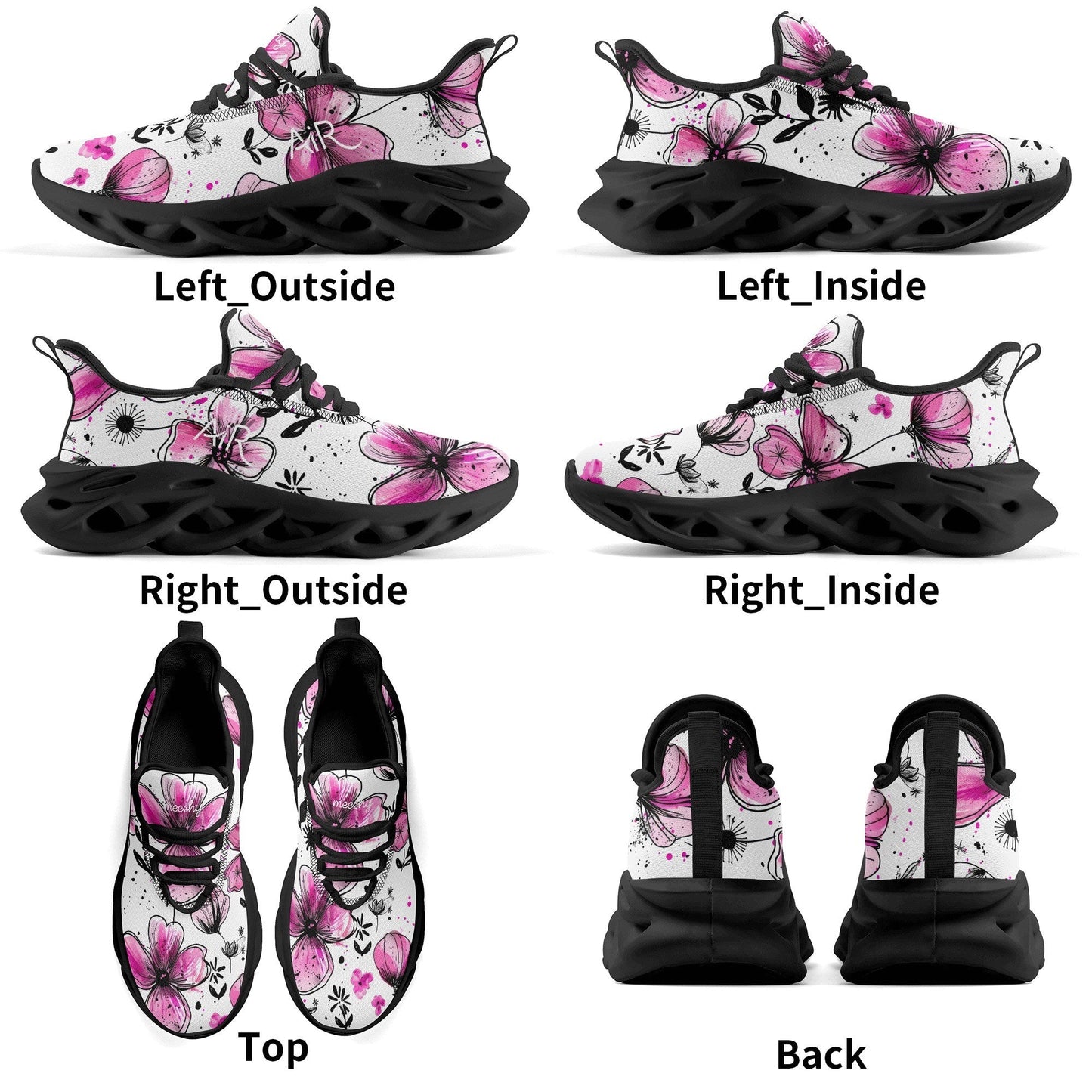 meeshy AIR Athletic Sneaker - Graffiti Flowers v2 - Damen Sneaker JLR Design