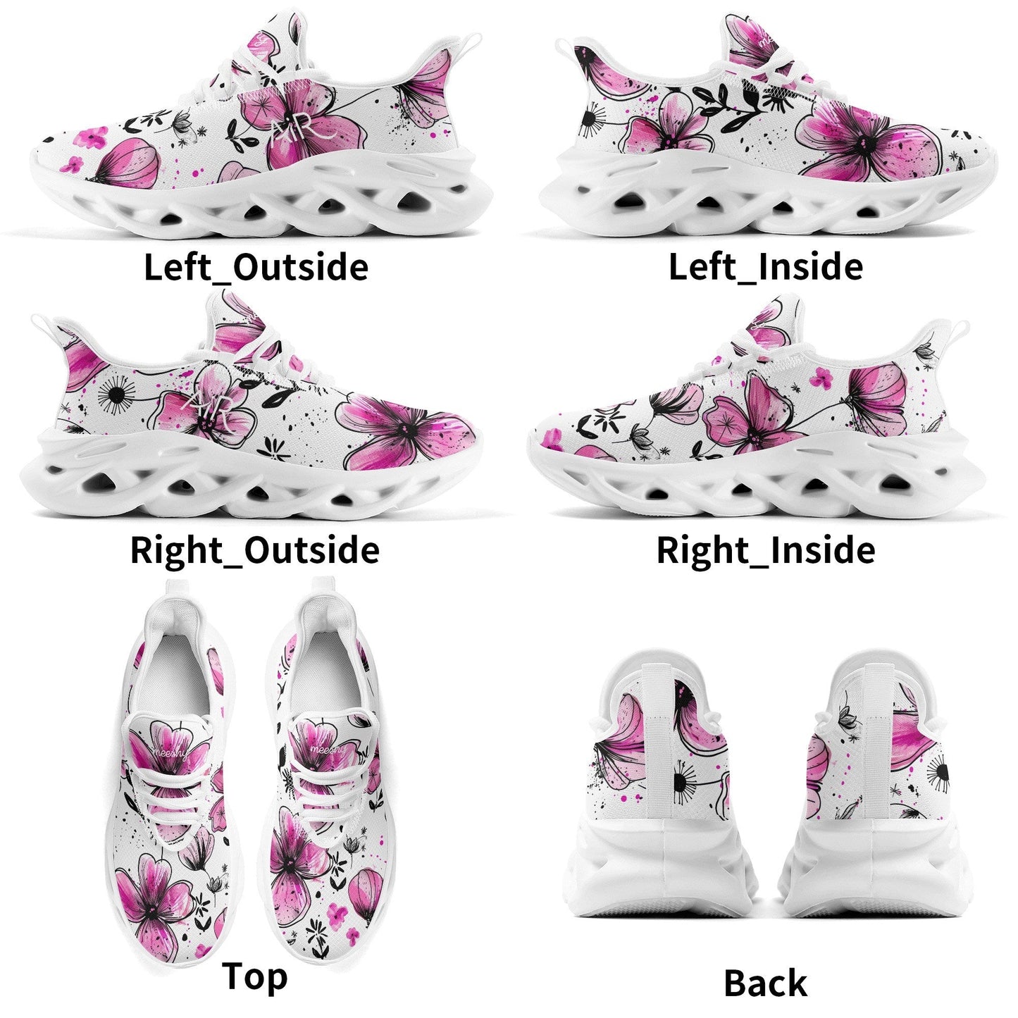 meeshy AIR Athletic Sneaker - Graffiti Flowers v2 - Damen Sneaker JLR Design
