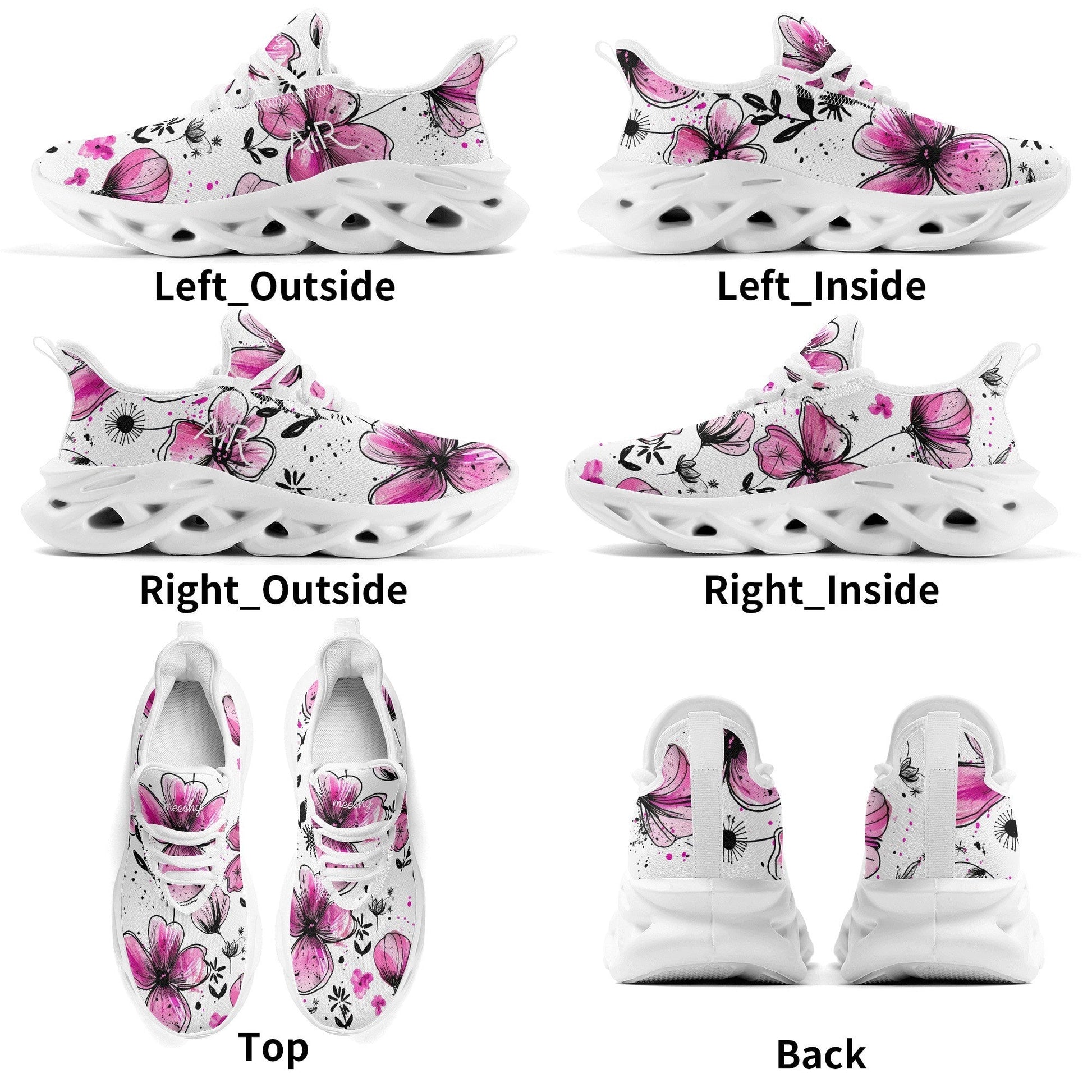 meeshy AIR Athletic Sneaker - Graffiti Flowers v2 - Damen Sneaker JLR Design