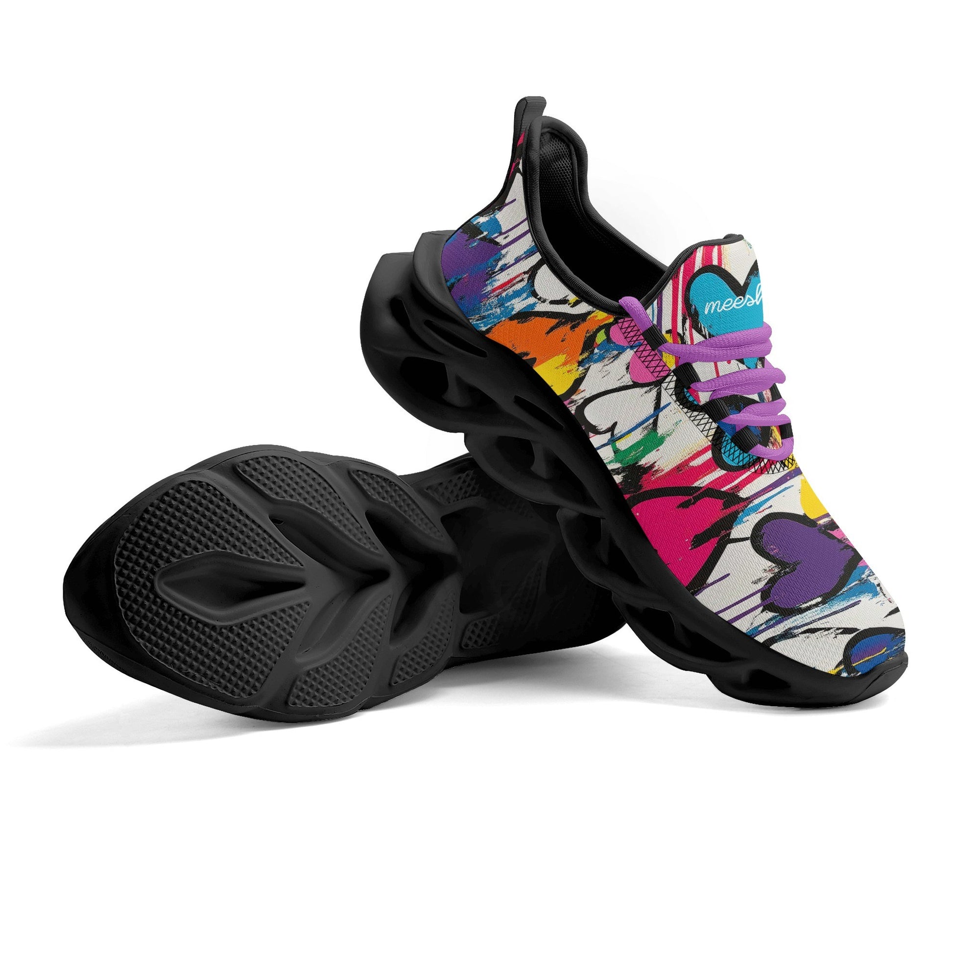meeshy AIR Athletic Sneaker - Graffiti Hearts v1 - Damen Sneaker JLR Design