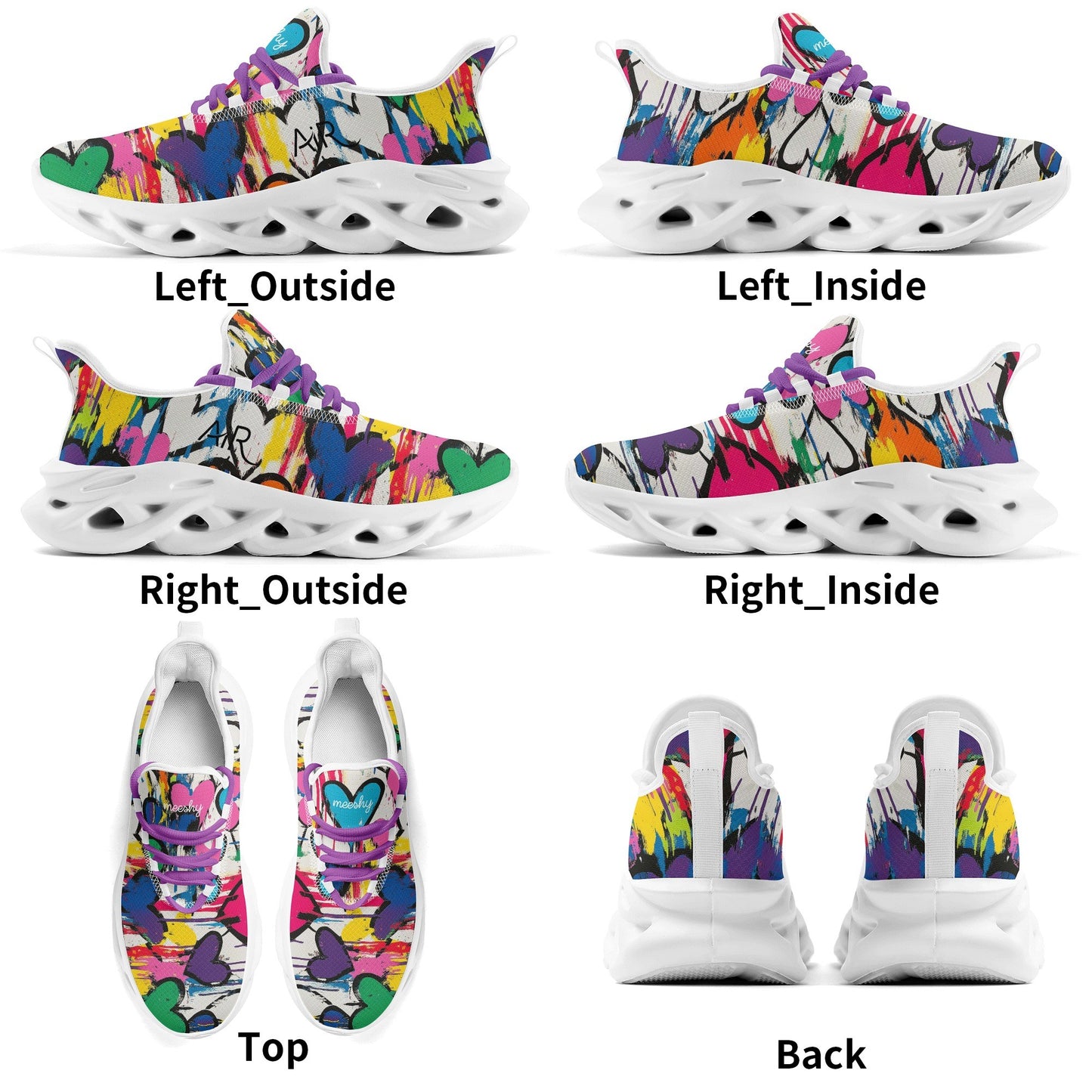 meeshy AIR Athletic Sneaker - Graffiti Hearts v1 - Damen Sneaker JLR Design