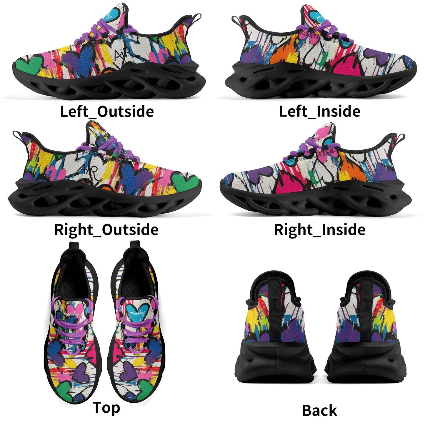 meeshy AIR Athletic Sneaker - Graffiti Hearts v1 - Damen Sneaker JLR Design