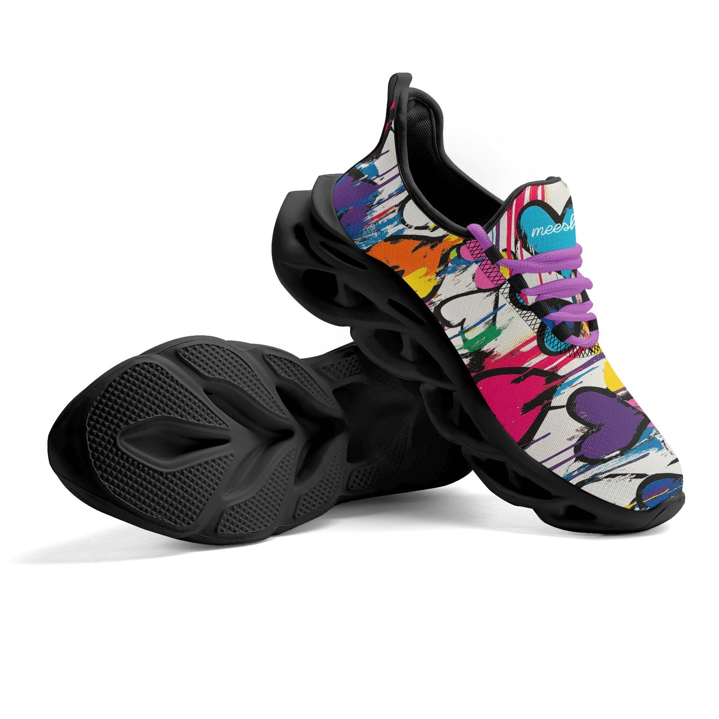 meeshy AIR Athletic Sneaker - Graffiti Hearts v1 - Herren Sneaker JLR Design