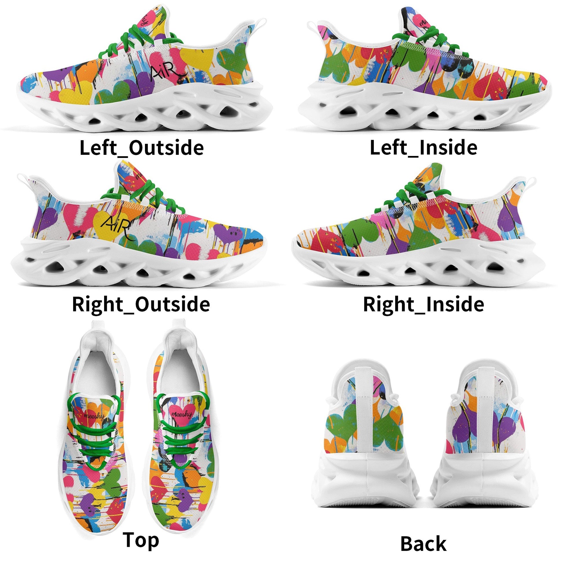 meeshy AIR Athletic Sneaker - Graffiti Hearts v2 - Damen Sneaker JLR Design