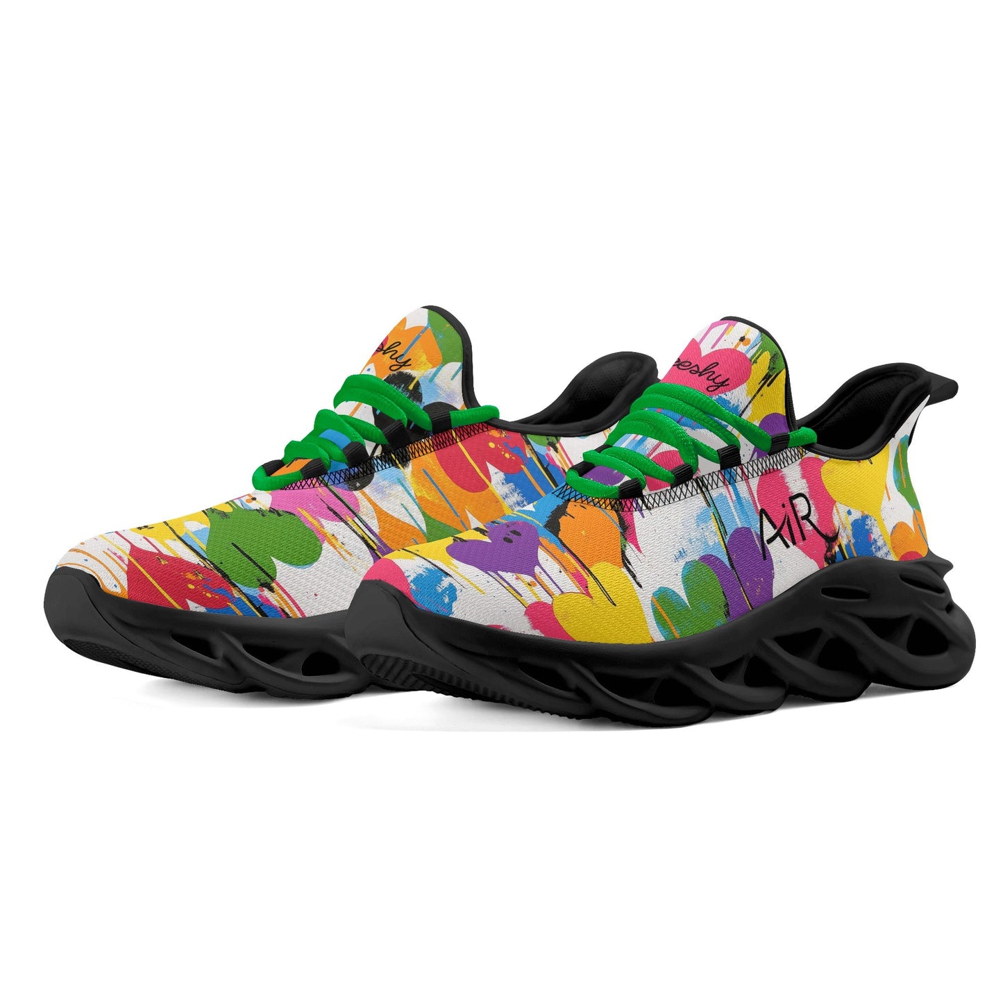 meeshy AIR Athletic Sneaker - Graffiti Hearts v2 - Damen Sneaker JLR Design