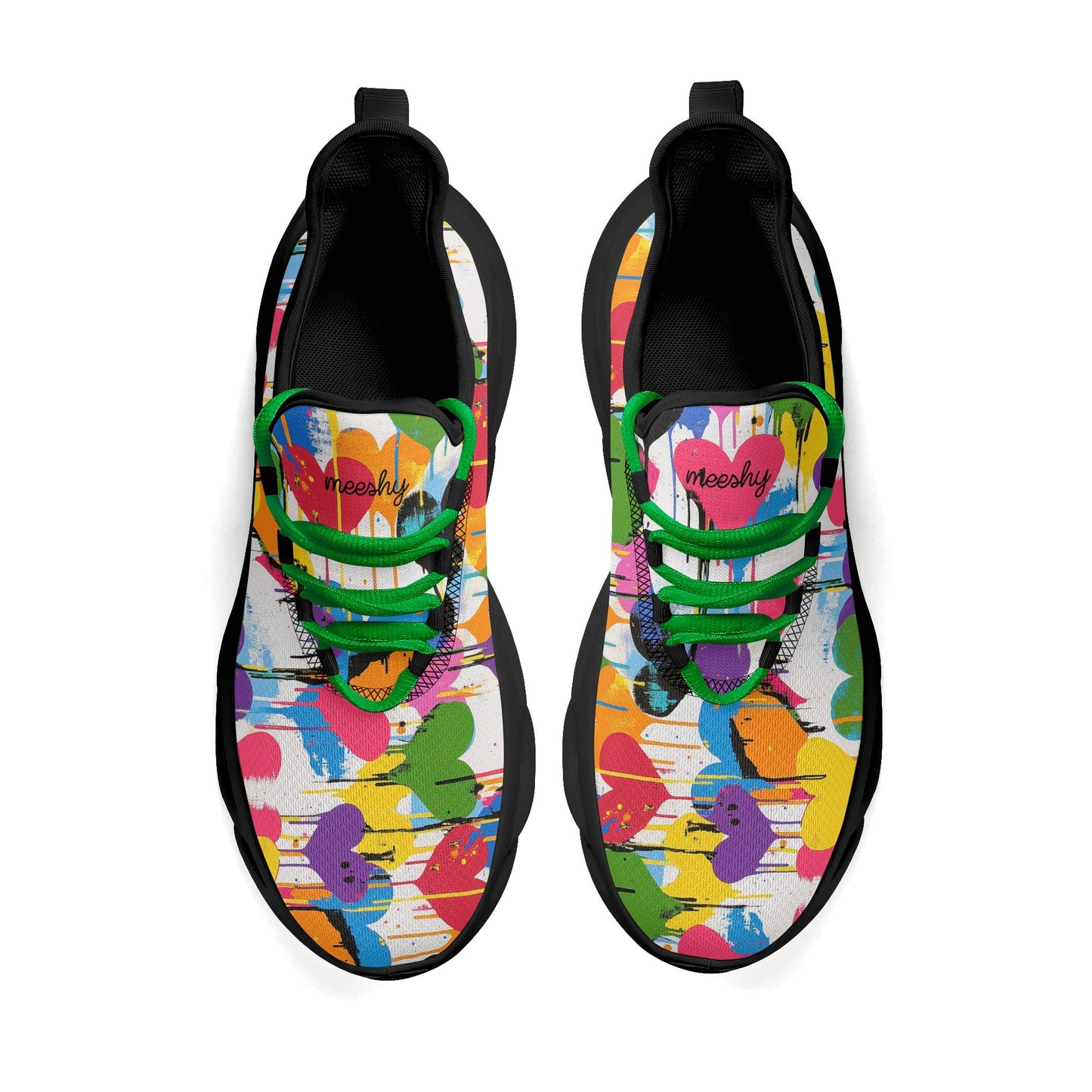 meeshy AIR Athletic Sneaker - Graffiti Hearts v2 - Damen Sneaker JLR Design
