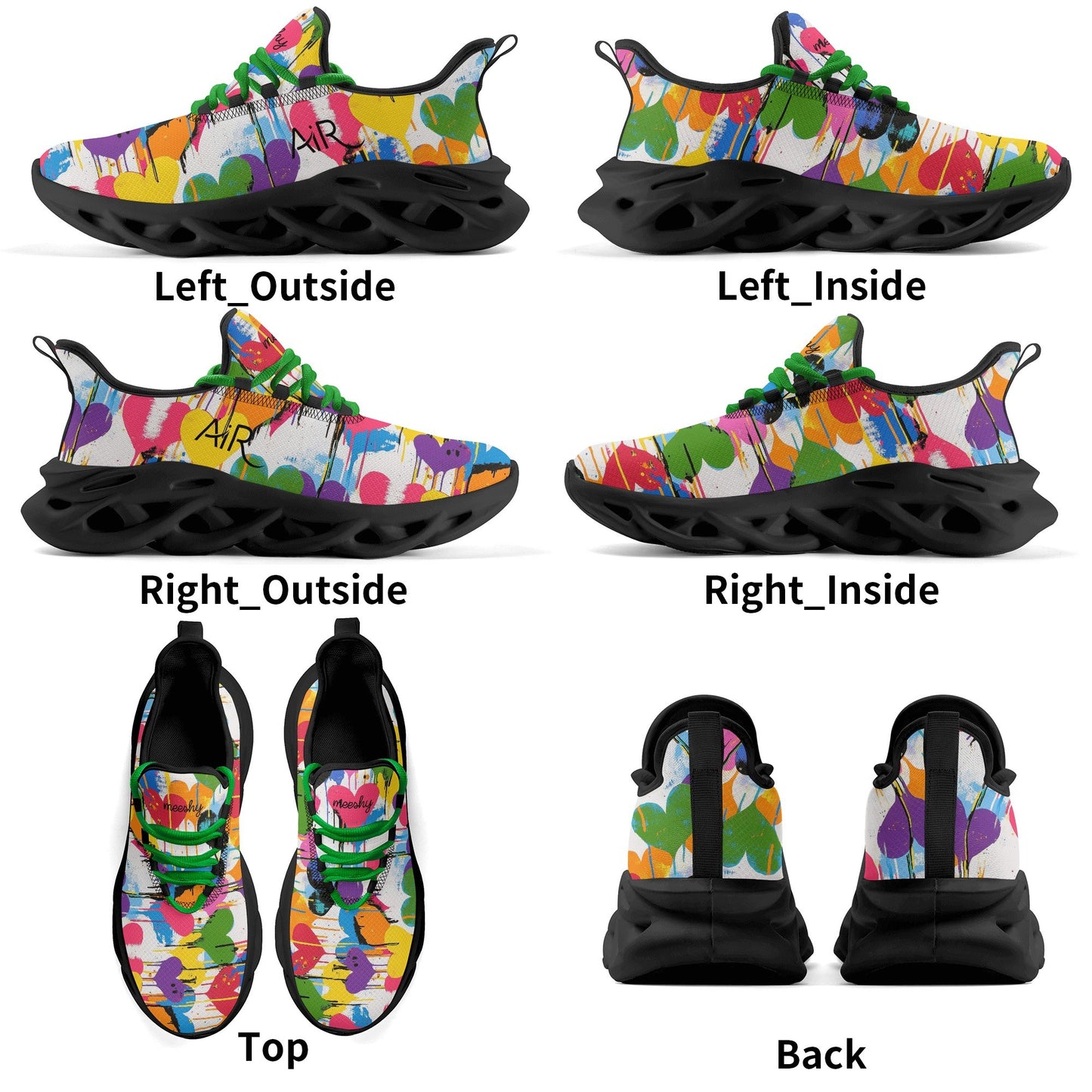 meeshy AIR Athletic Sneaker - Graffiti Hearts v2 - Herren Sneaker JLR Design