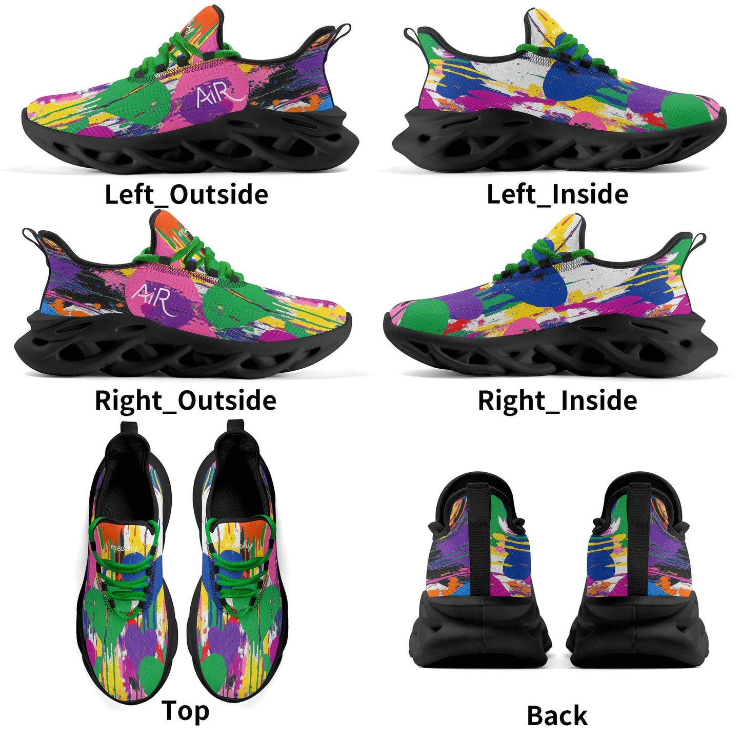 meeshy AIR Athletic Sneaker - Graffiti Hearts v4 - Herren Sneaker JLR Design