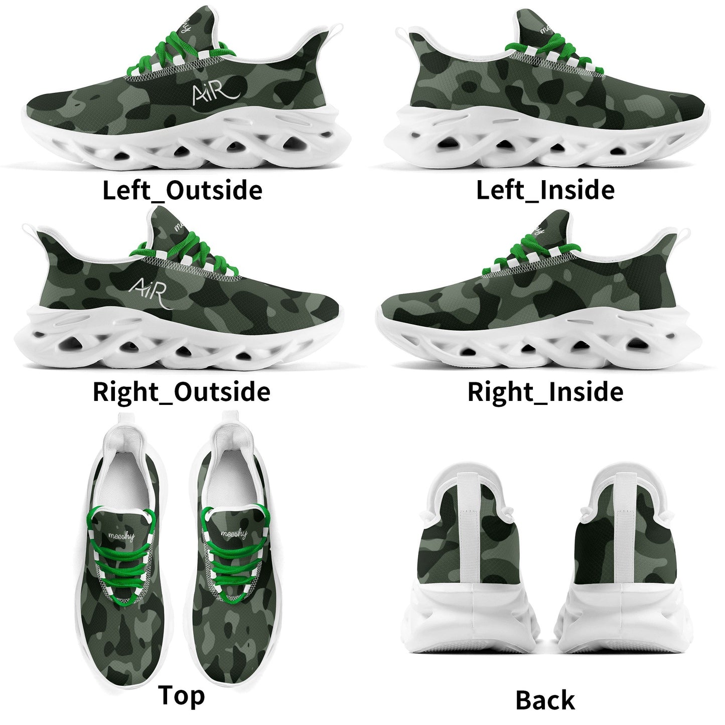 meeshy AIR Athletic Sneaker - Green Camouflage - Damen Sneaker JLR Design