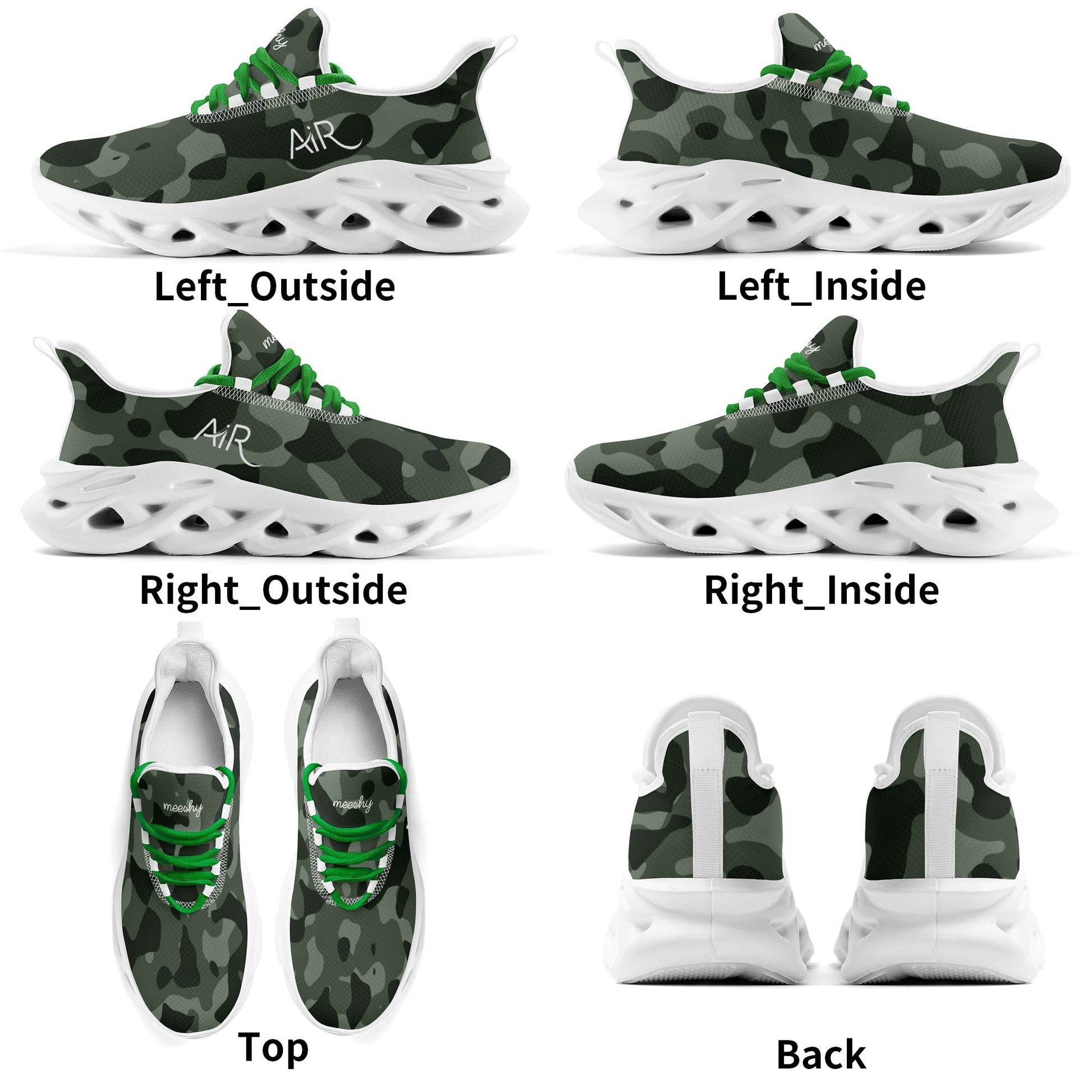 meeshy AIR Athletic Sneaker - Green Camouflage - Damen Sneaker JLR Design