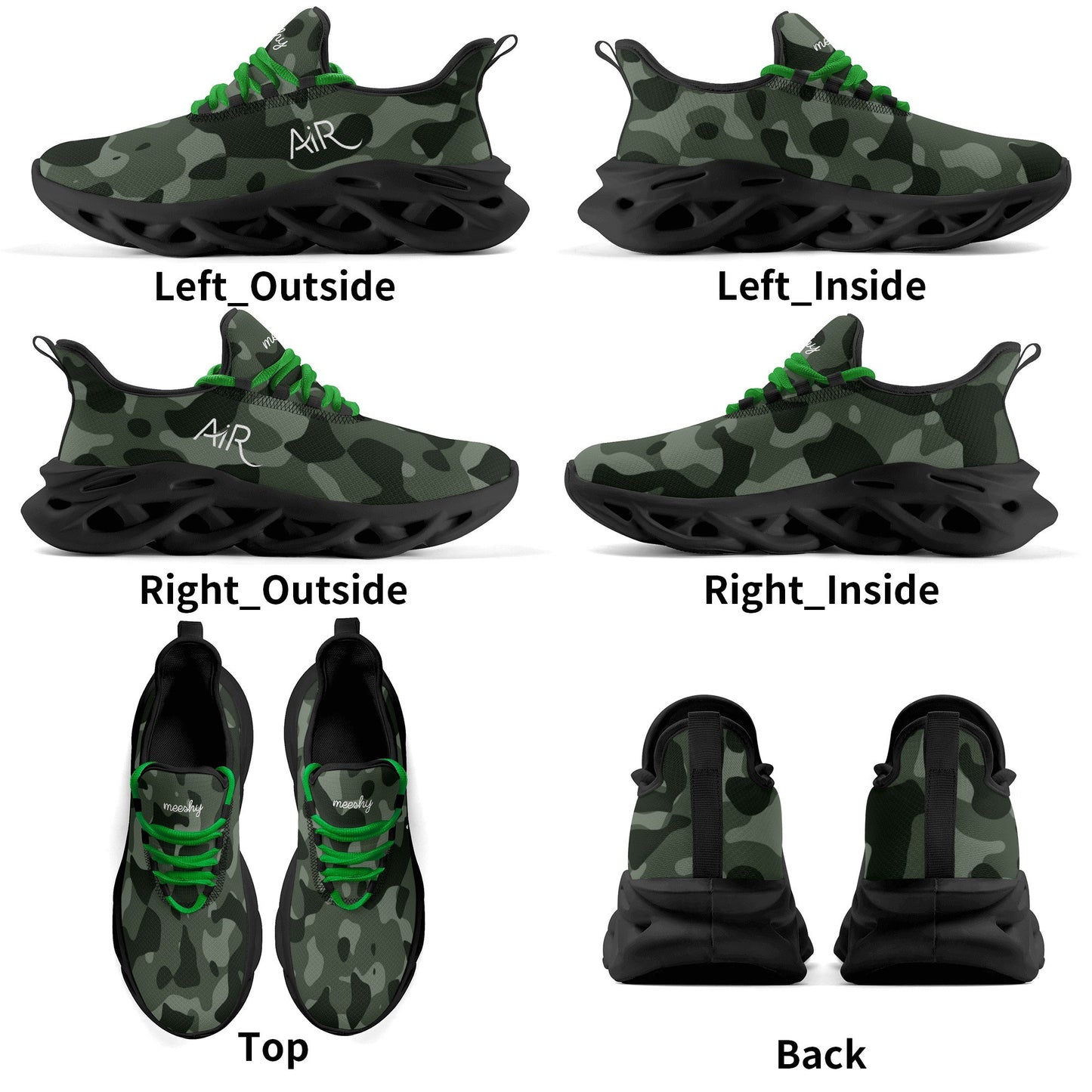 meeshy AIR Athletic Sneaker - Green Camouflage - Damen Sneaker JLR Design