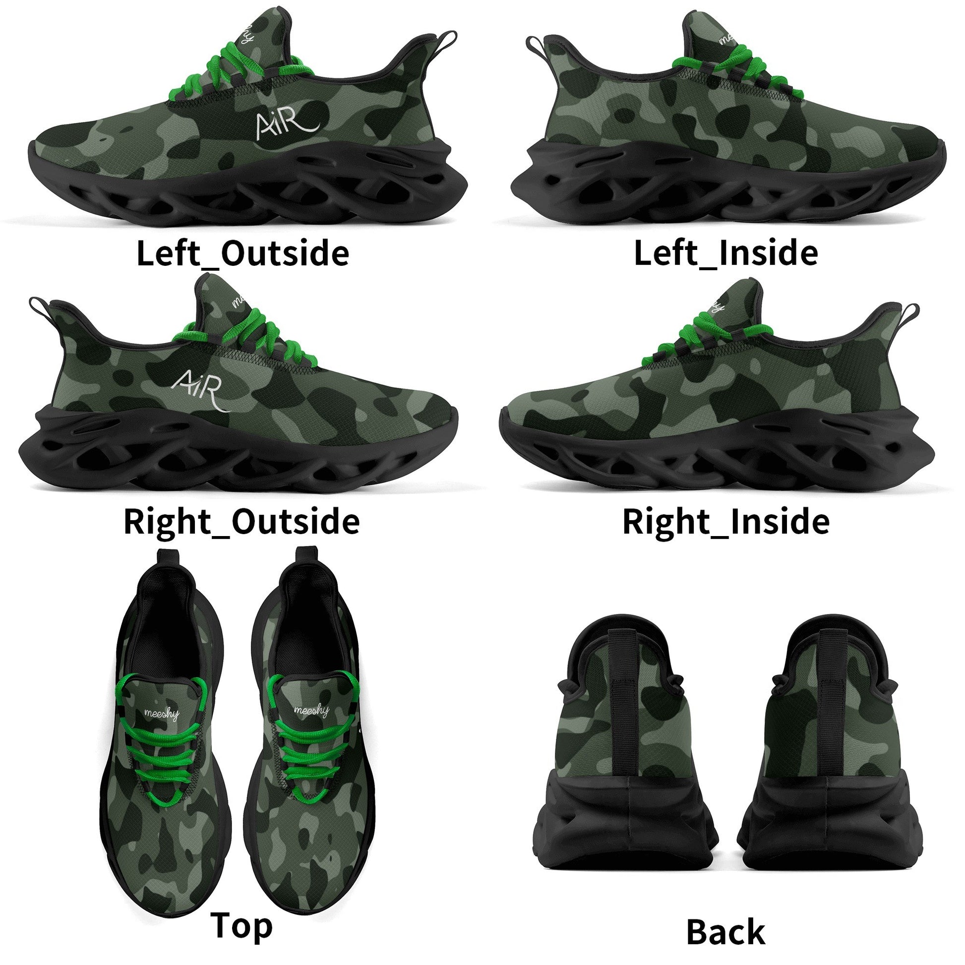 meeshy AIR Athletic Sneaker - Green Camouflage - Damen Sneaker JLR Design