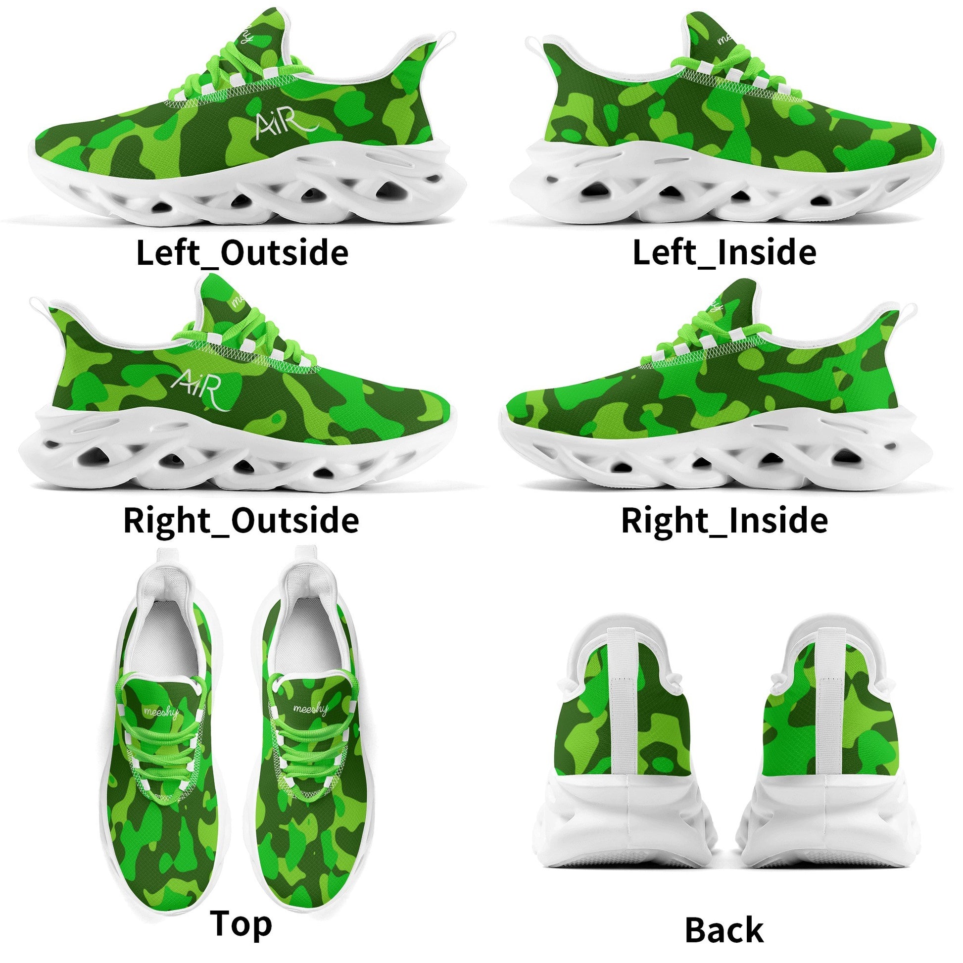 meeshy AIR Athletic Sneaker - Lime Green Camouflage - Damen Sneaker JLR Design