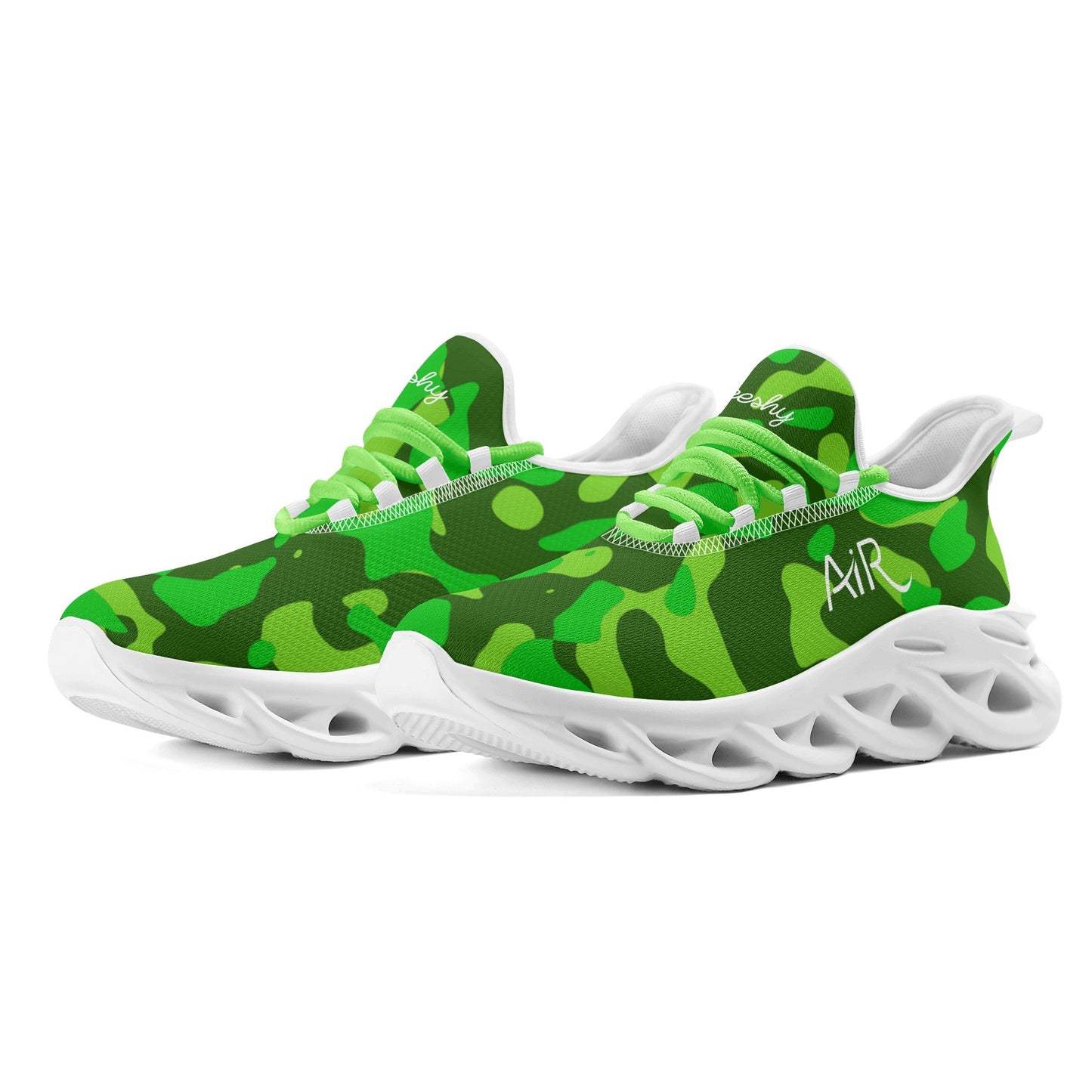 meeshy AIR Athletic Sneaker - Lime Green Camouflage - Damen Sneaker JLR Design