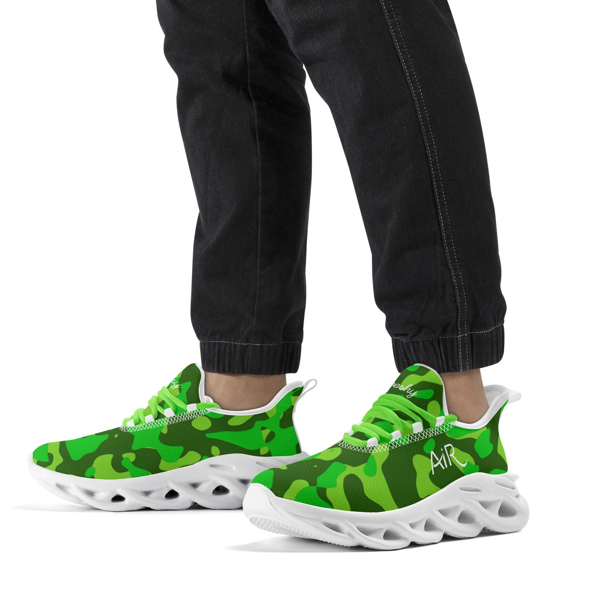 meeshy AIR Athletic Sneaker - Lime Green Camouflage - Herren Sneaker JLR Design