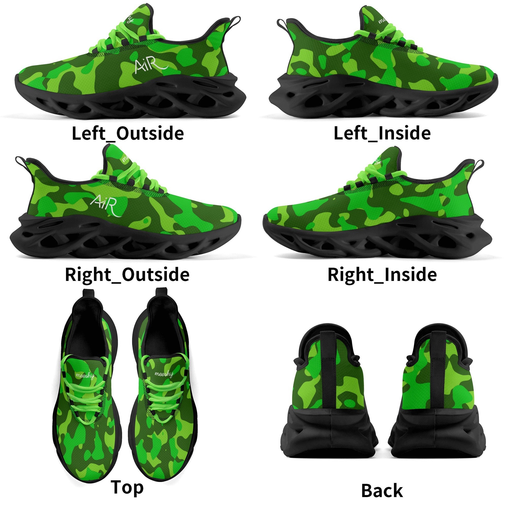 meeshy AIR Athletic Sneaker - Lime Green Camouflage - Herren Sneaker JLR Design