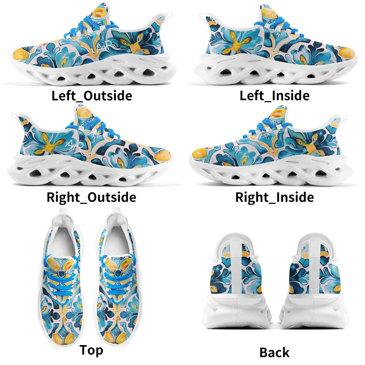 meeshy AIR Athletic Sneaker - Mediterranean Tile v4 - Damen Sneaker JLR Design