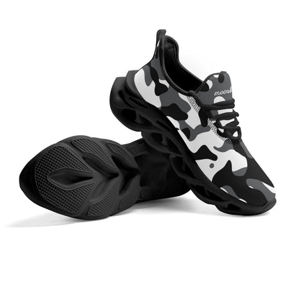 meeshy AIR Athletic Sneaker - Schwarz Grau Weiß Camouflage - Damen Sneaker JLR Design