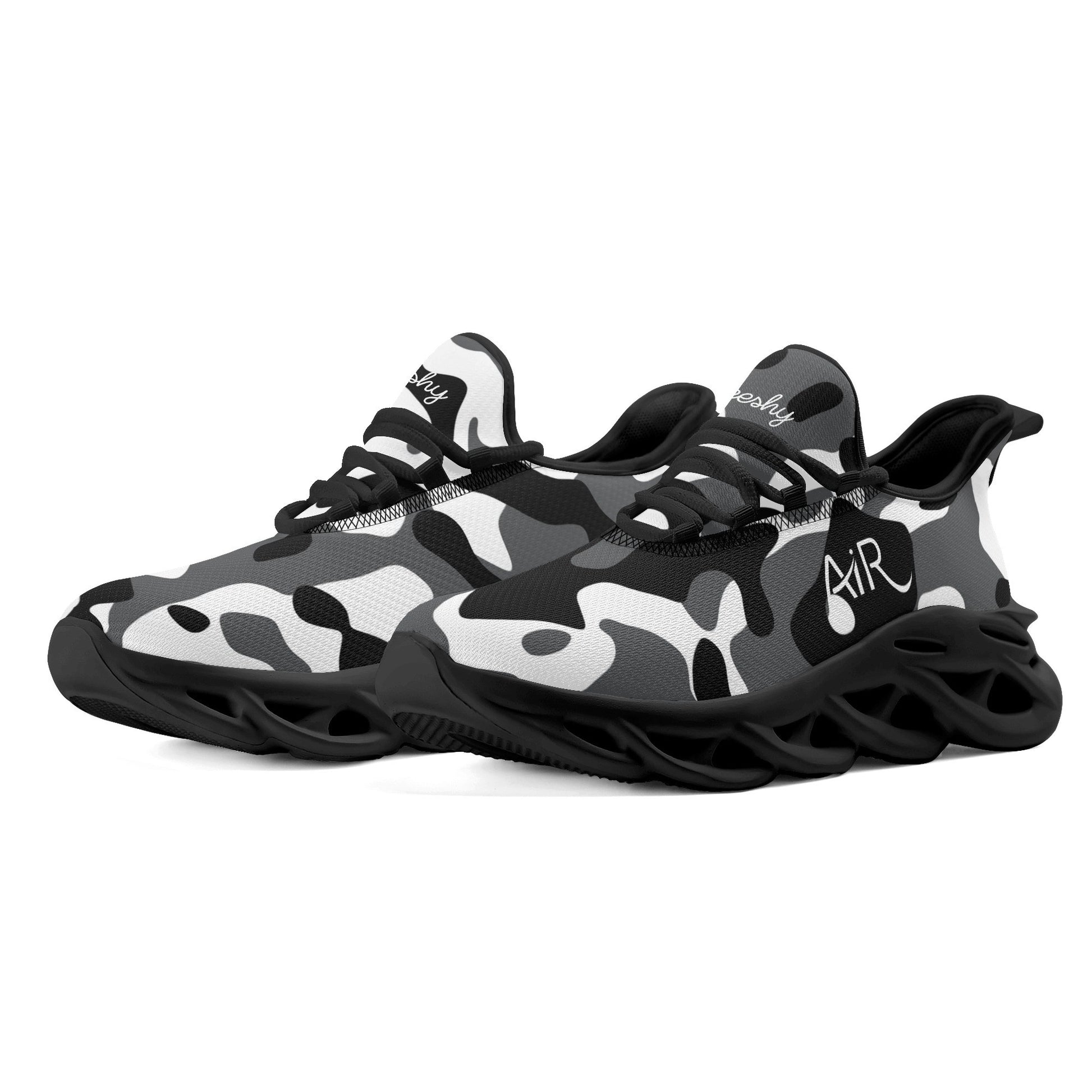 meeshy AIR Athletic Sneaker - Schwarz Grau Weiß Camouflage - Damen Sneaker JLR Design