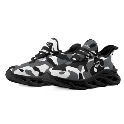 meeshy AIR Athletic Sneaker - Schwarz Grau Weiß Camouflage - Damen Sneaker JLR Design