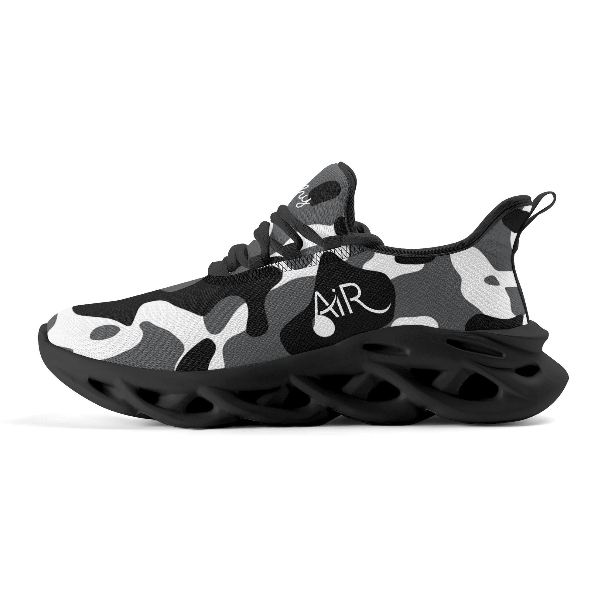 meeshy AIR Athletic Sneaker - Schwarz Grau Weiß Camouflage - Damen Sneaker JLR Design