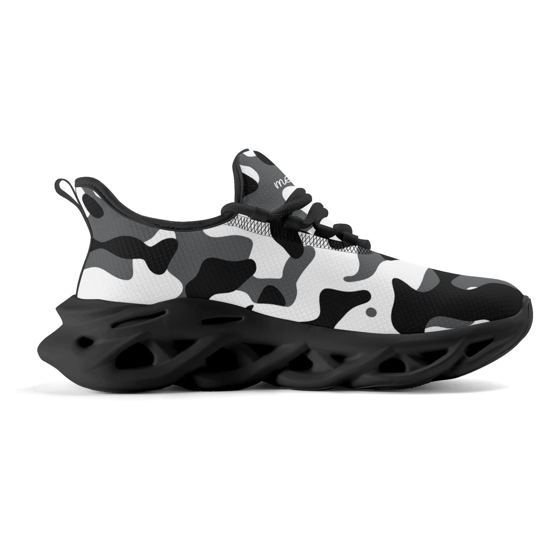 meeshy AIR Athletic Sneaker - Schwarz Grau Weiß Camouflage - Damen Sneaker JLR Design