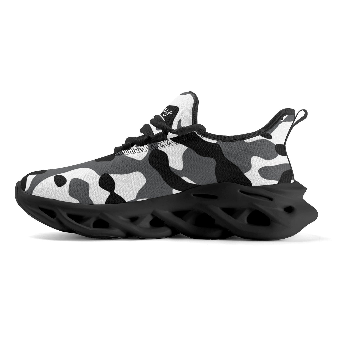 meeshy AIR Athletic Sneaker - Schwarz Grau Weiß Camouflage - Damen Sneaker JLR Design
