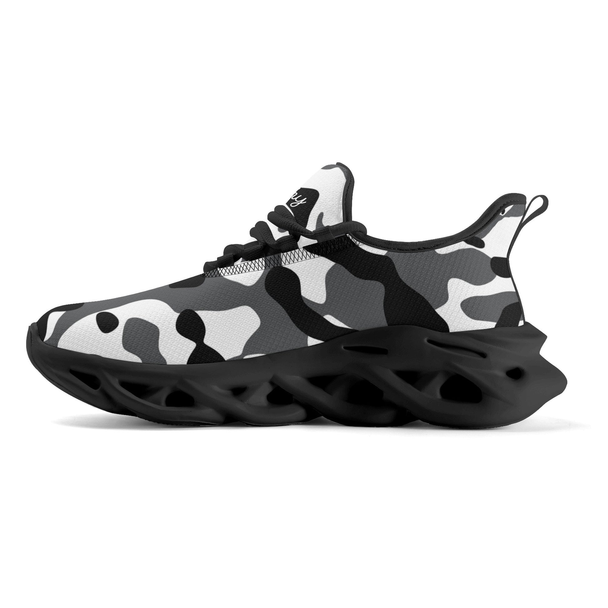 meeshy AIR Athletic Sneaker - Schwarz Grau Weiß Camouflage - Damen Sneaker JLR Design