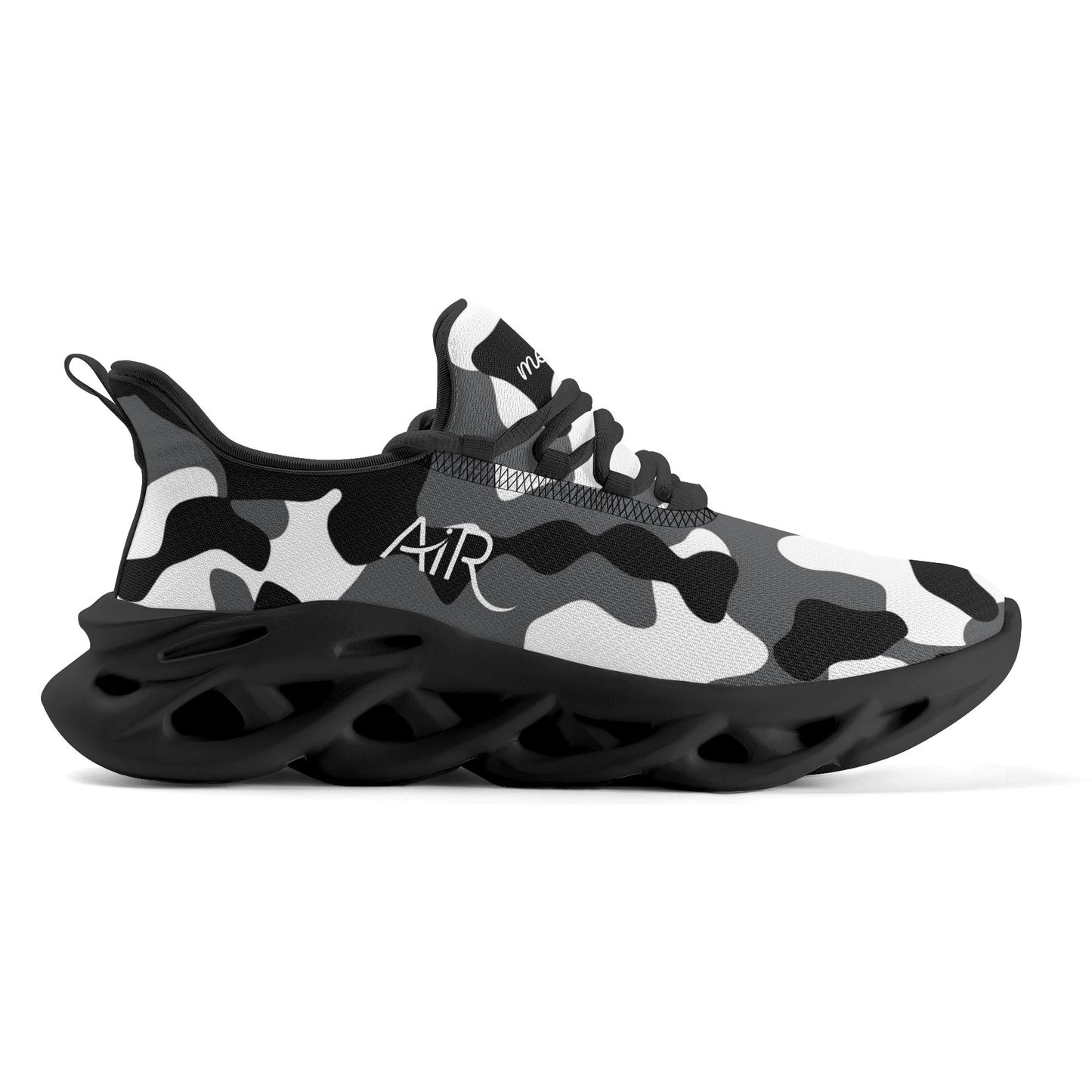 meeshy AIR Athletic Sneaker - Schwarz Grau Weiß Camouflage - Damen Sneaker JLR Design