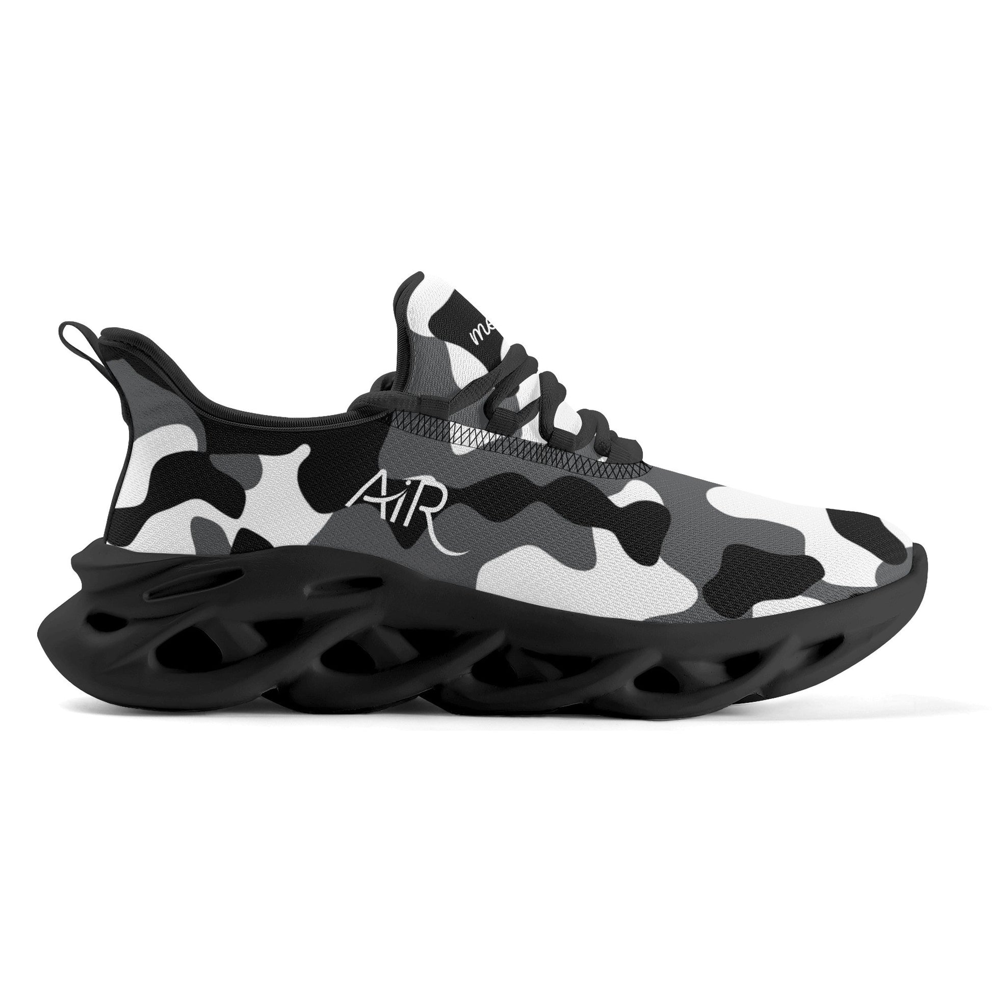 meeshy AIR Athletic Sneaker - Schwarz Grau Weiß Camouflage - Damen Sneaker JLR Design