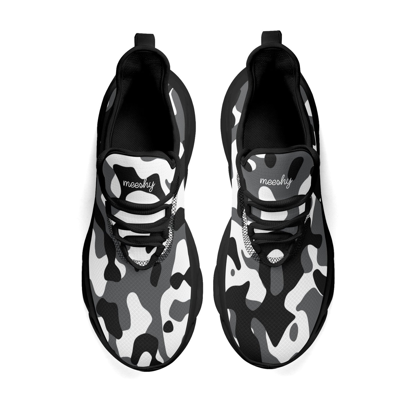 meeshy AIR Athletic Sneaker - Schwarz Grau Weiß Camouflage - Damen Sneaker JLR Design
