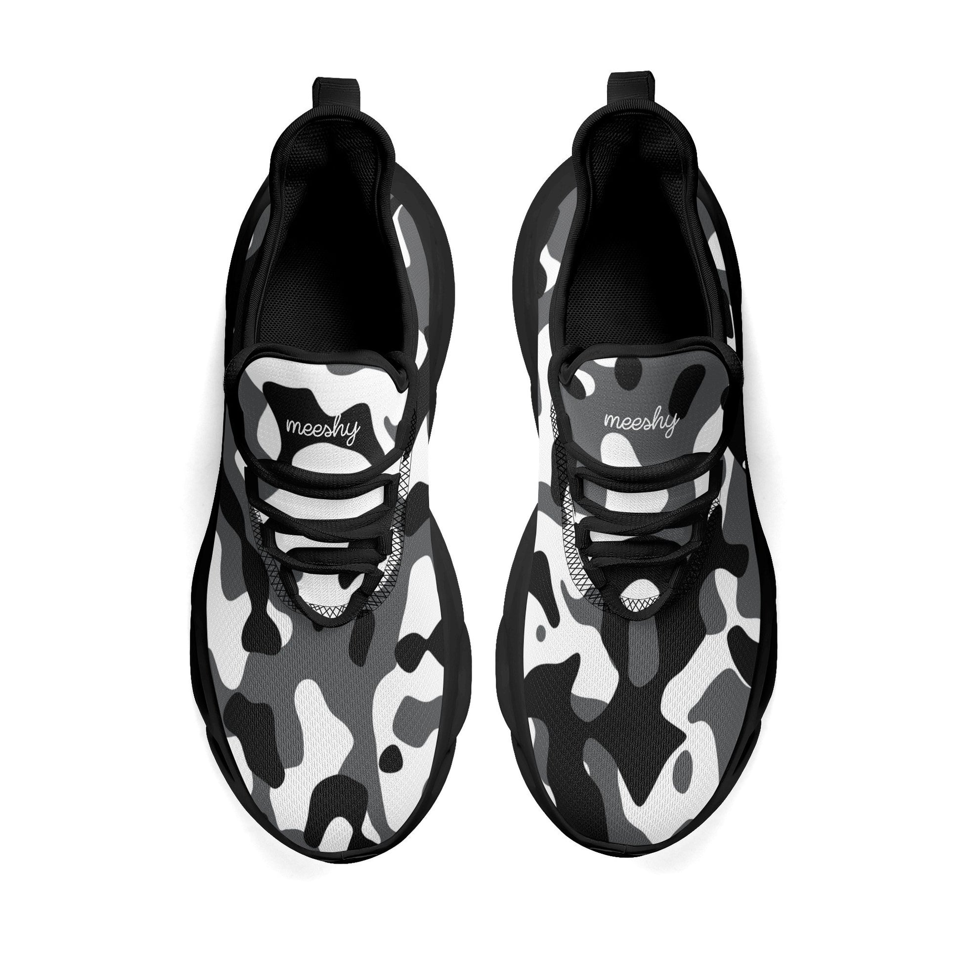 meeshy AIR Athletic Sneaker - Schwarz Grau Weiß Camouflage - Damen Sneaker JLR Design