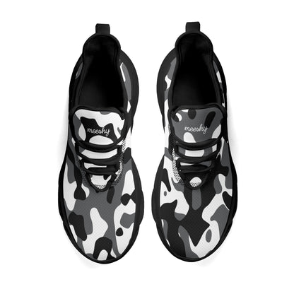 meeshy AIR Athletic Sneaker - Schwarz Grau Weiß Camouflage - Damen Sneaker JLR Design