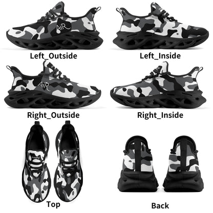 meeshy AIR Athletic Sneaker - Schwarz Grau Weiß Camouflage - Damen Sneaker JLR Design