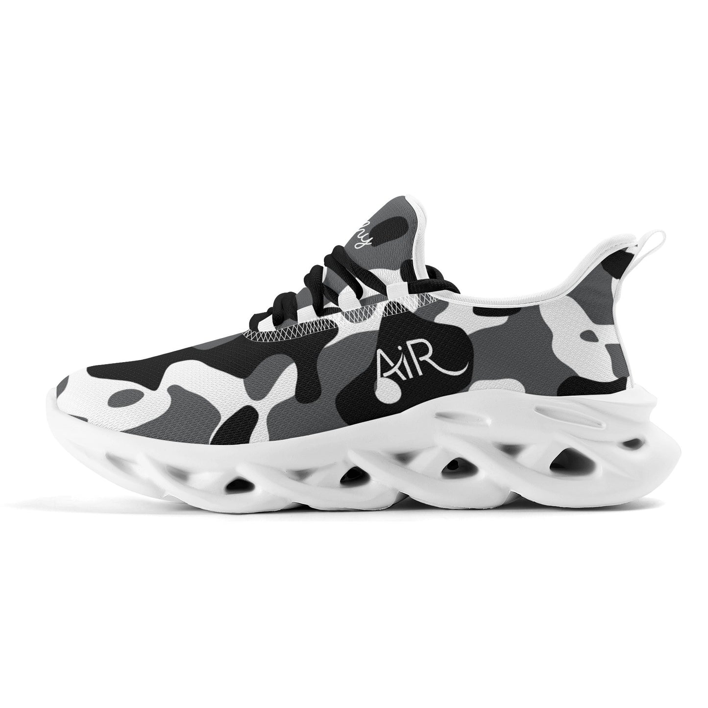meeshy AIR Athletic Sneaker - Schwarz Grau Weiß Camouflage - Damen Sneaker JLR Design